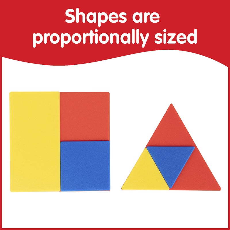 Learning Advantage edxeducation Relational Attribute Blocks - Set of 60 - Math Supplies for Early Math - 5 Shapes + 2 Sizes + 3 Colors + 2 Thicknesses + storage tray - Image 5